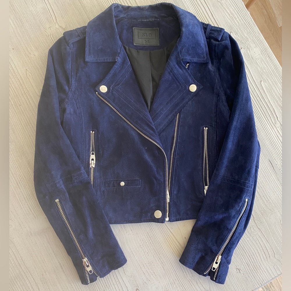 SL8 Women’s blue suede Moto jacket